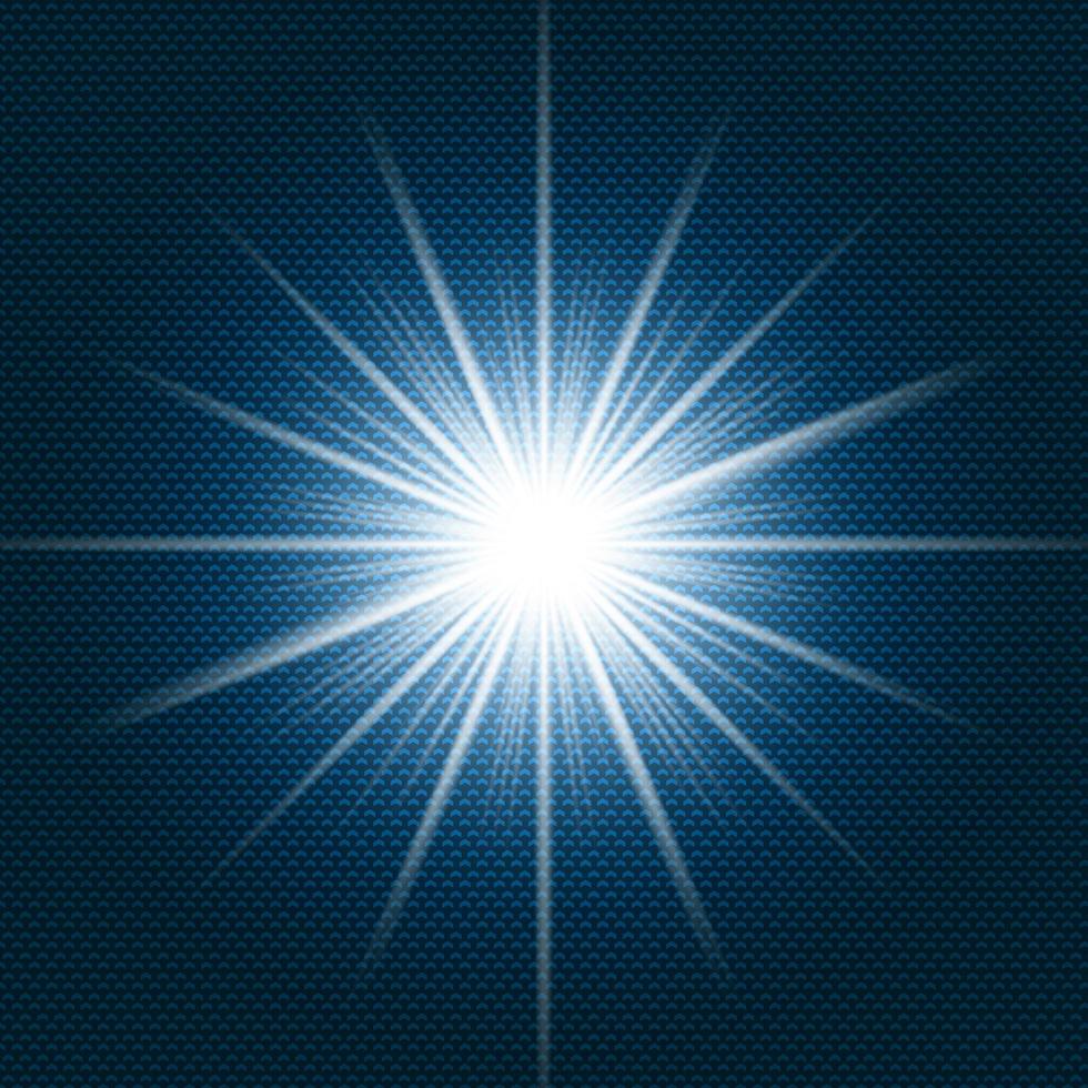 Starlight Shining flare with rays on dark blue gradient background and chevron pattern texture. vector