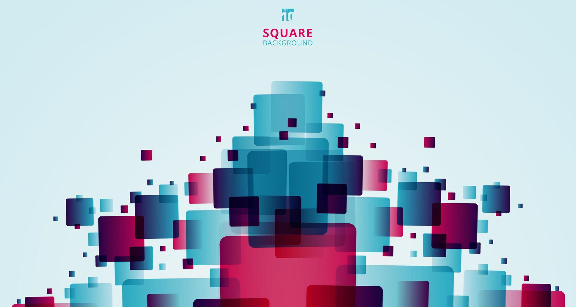 Abstract modern technology futuristic squares geometric blue and pink pattern overlay on white background vector