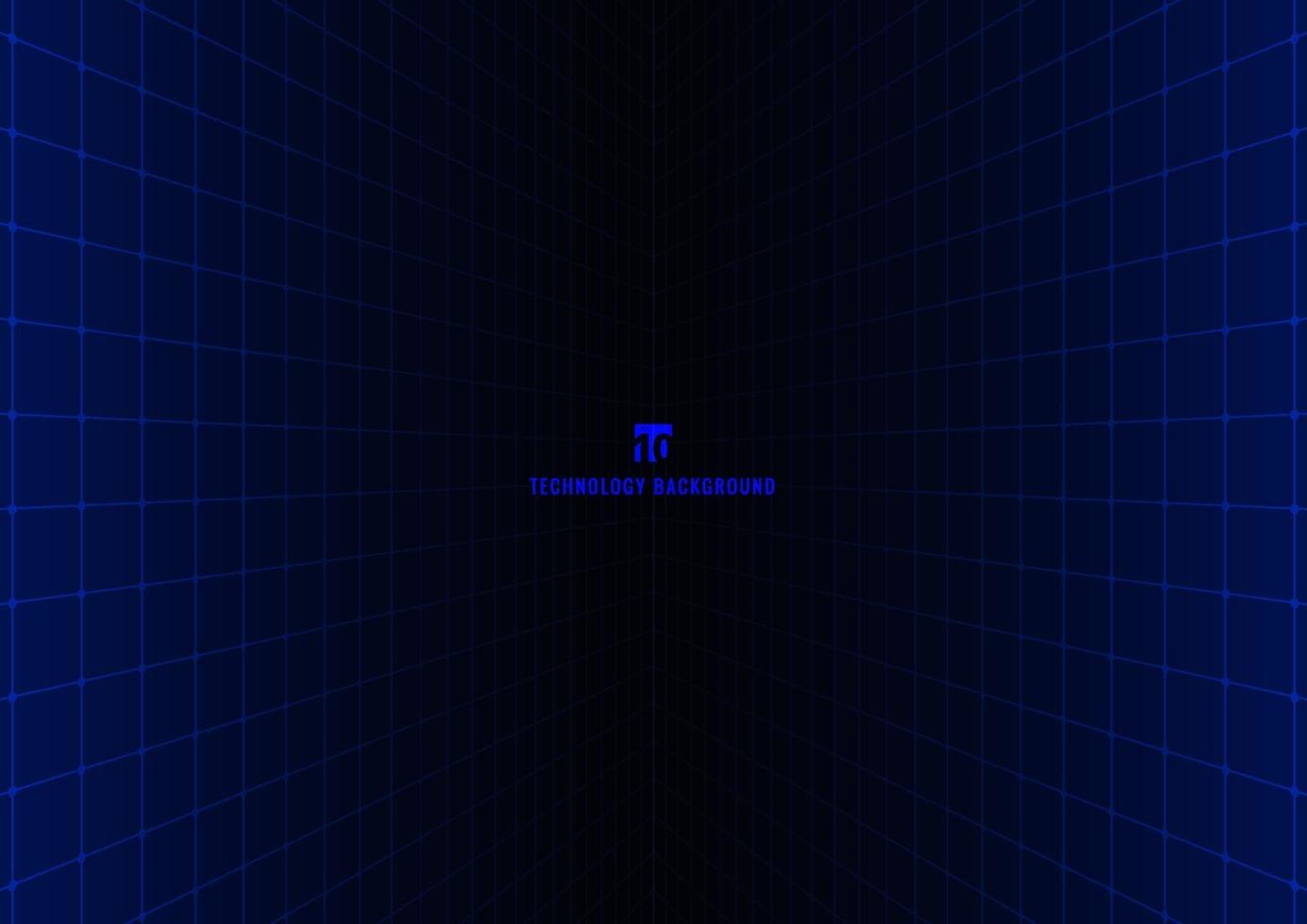 Abstract 90s retro technology futuristic concept blue grid perspective on black background and lighting with space for your text. vector