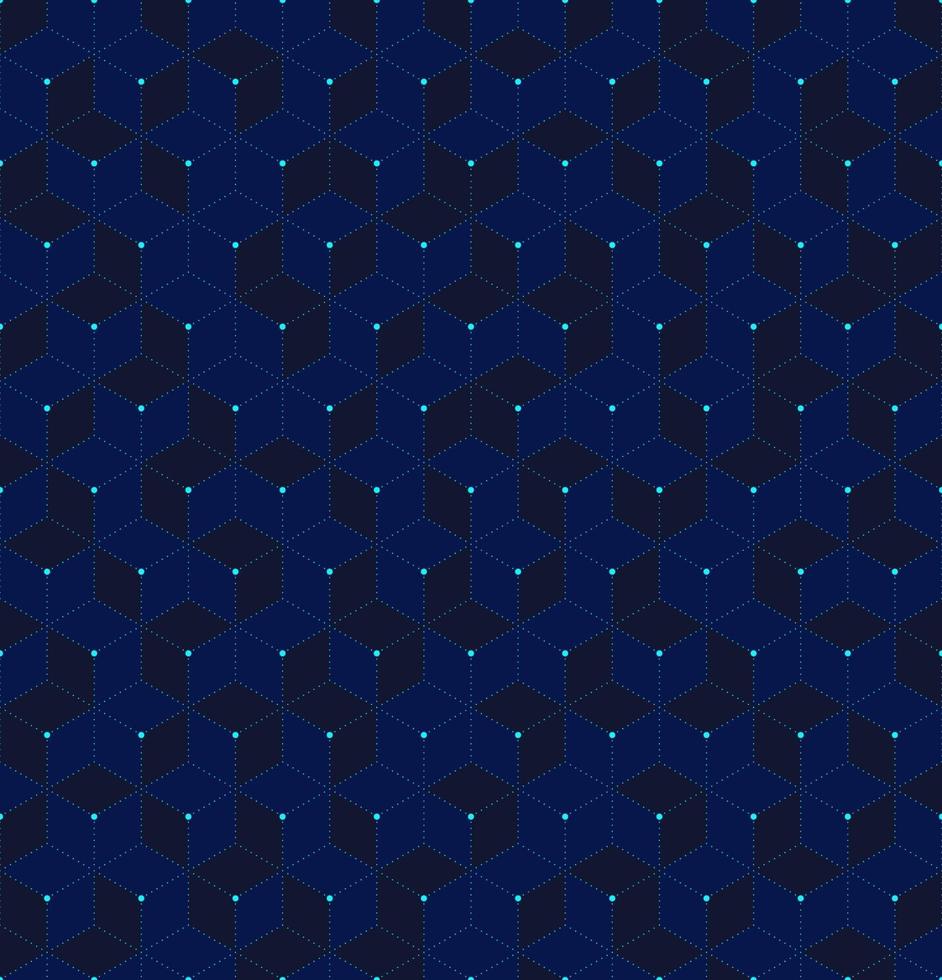 Abstract blue 3D cubes seamless pattern geometric hexagons vector