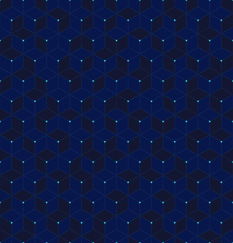 Abstract blue 3D cubes seamless pattern geometric hexagons vector