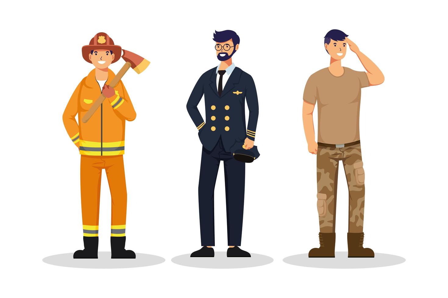 group of three male workers vector