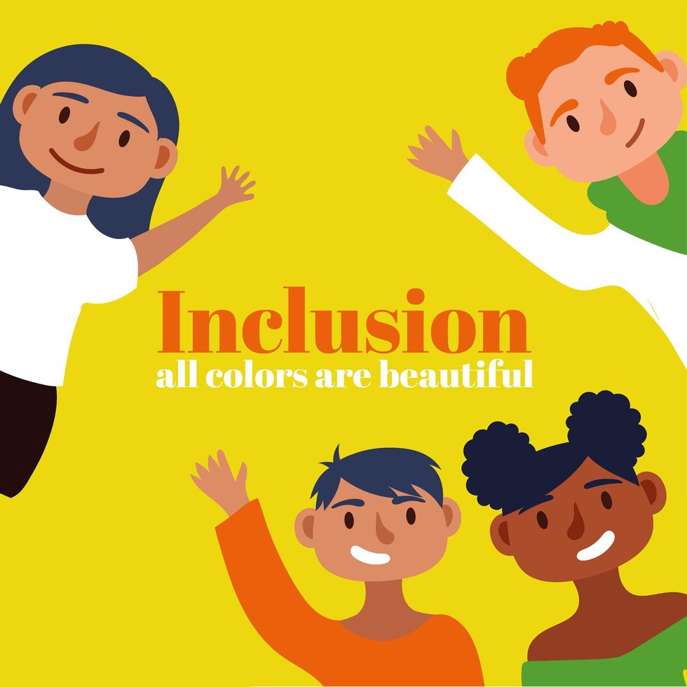 Inclusion concept lettering with people as a community vector