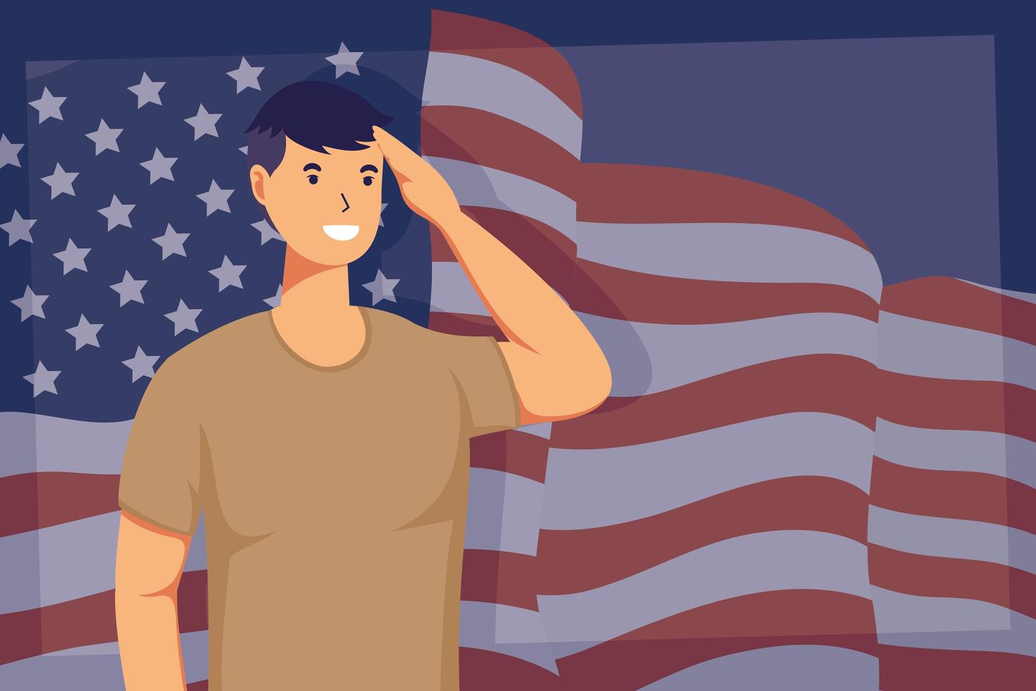 soldier with USA flag background vector