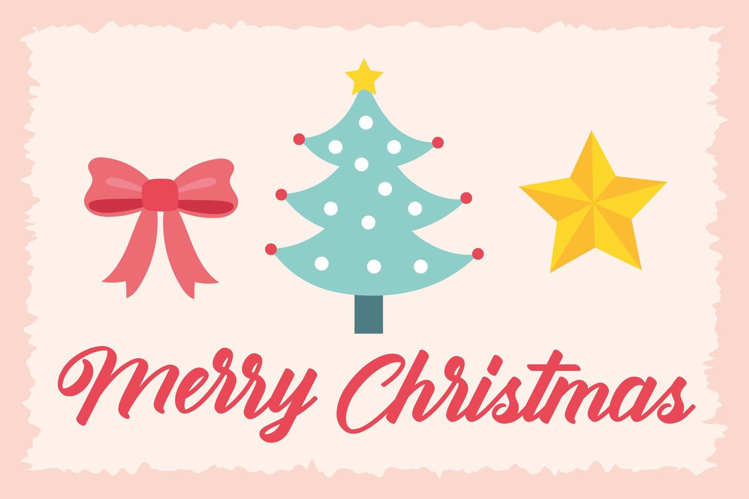 tarjeta de celebración de feliz navidad con pino vector