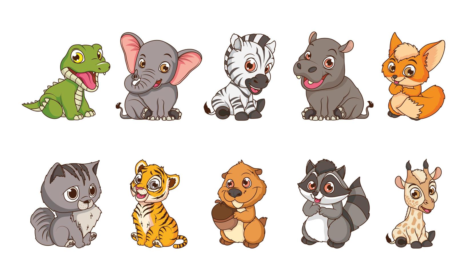 Lindos Diez Animales Bebes Personajes De Dibujos Animados Vector En Vecteezy Lindos Diez Animales Bebes Personajes De Dibujos Animados Vector En Vecteezy