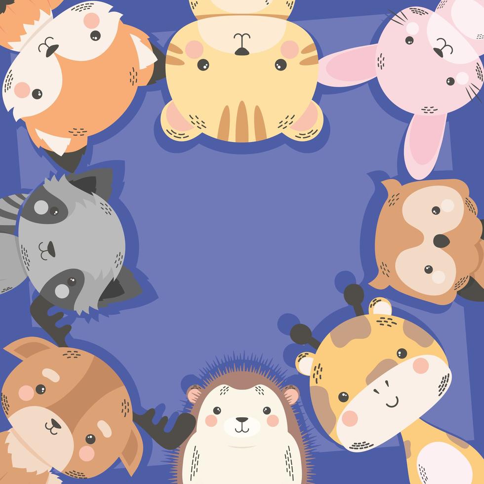 cute eight animals comic characters vector