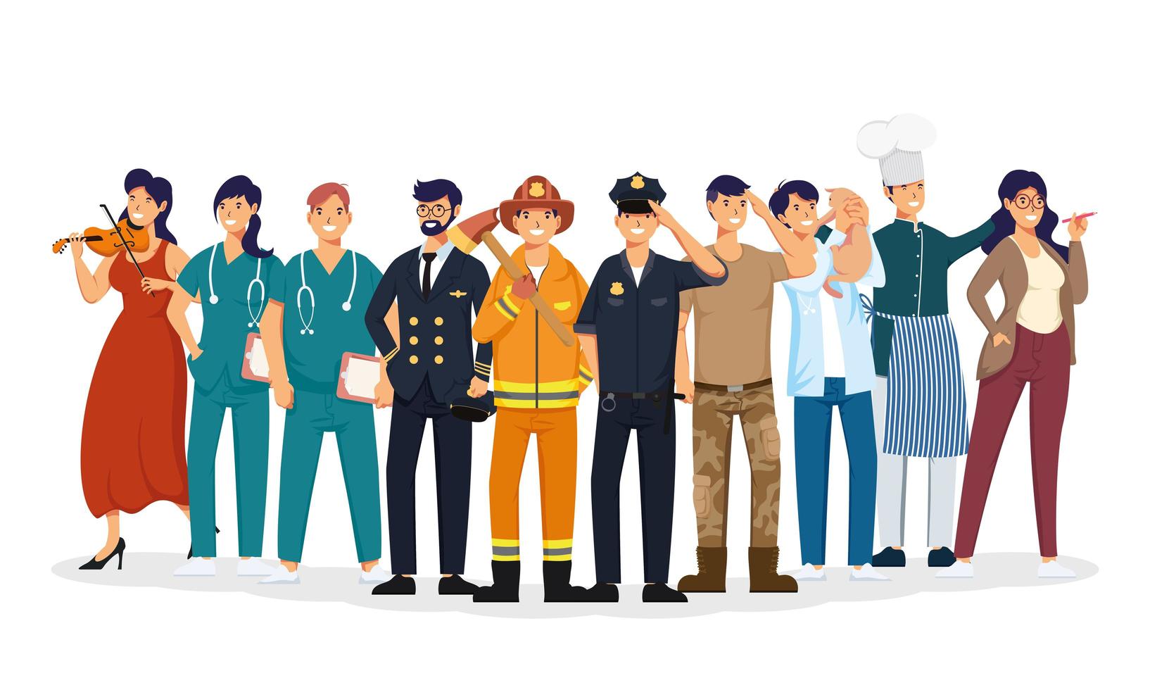 grupo de personajes trabajadores vector