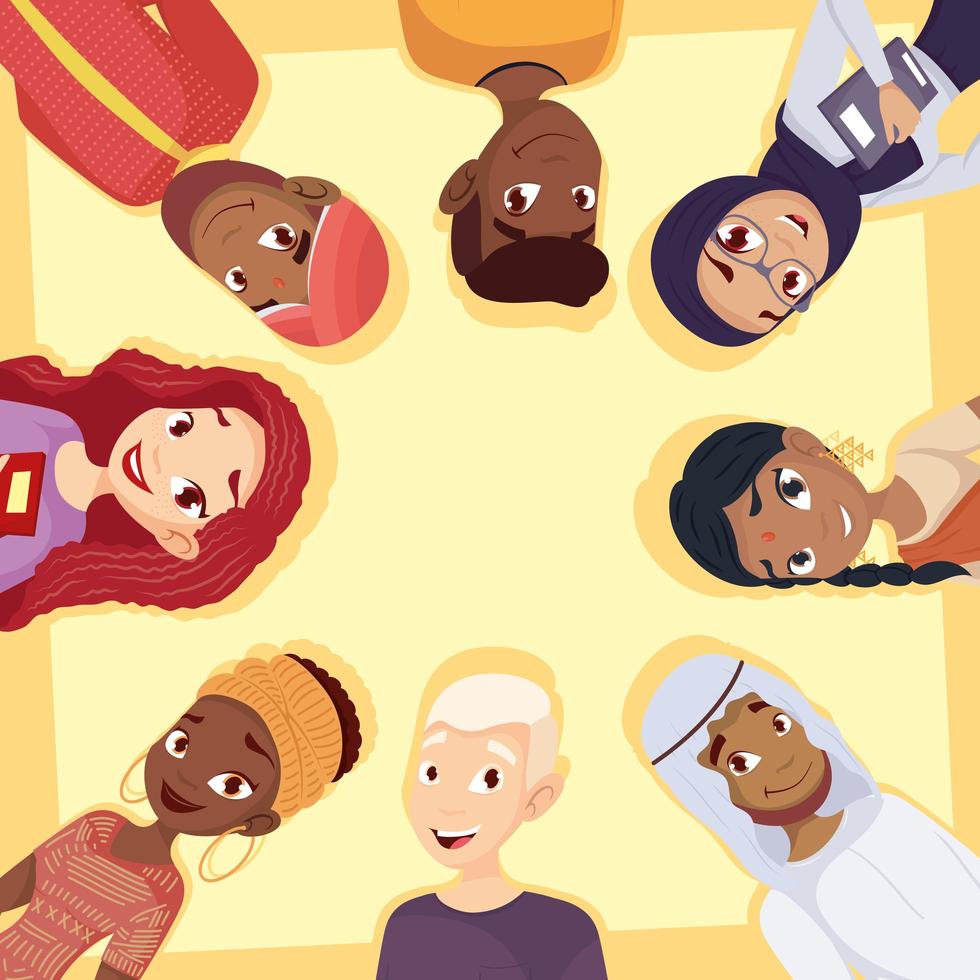 Set of young people, diversity concept vector