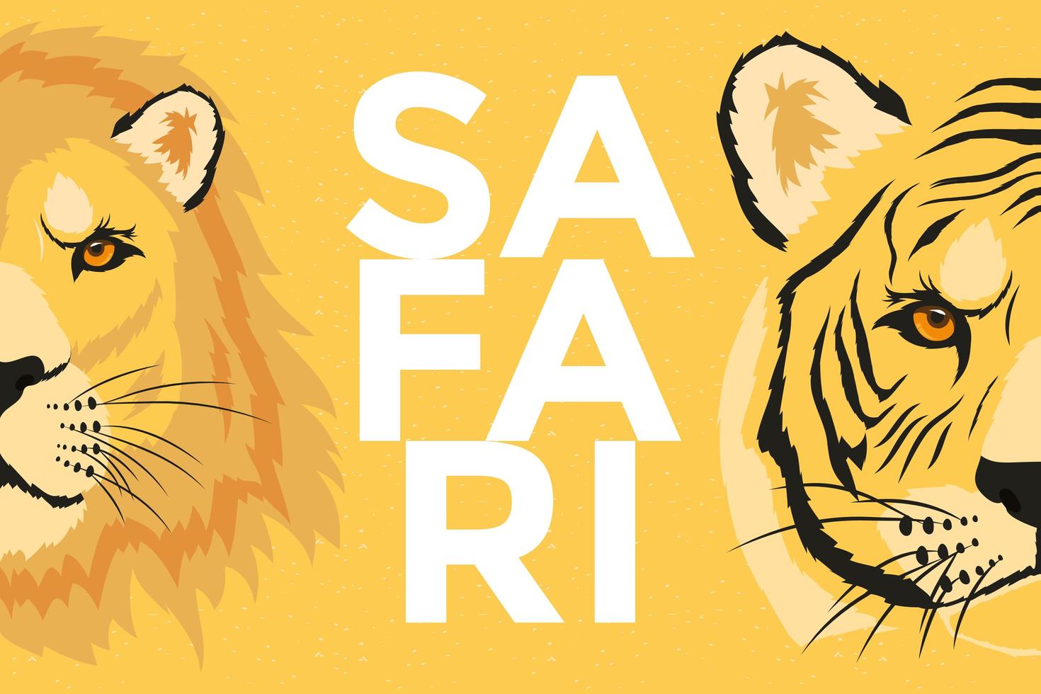 Cabezas de animales tigre y león salvaje, banner de safari vector