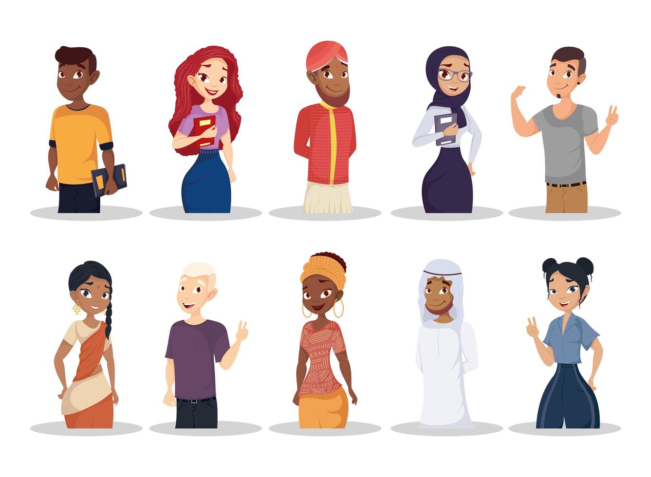 Set of young people, diversity concept vector