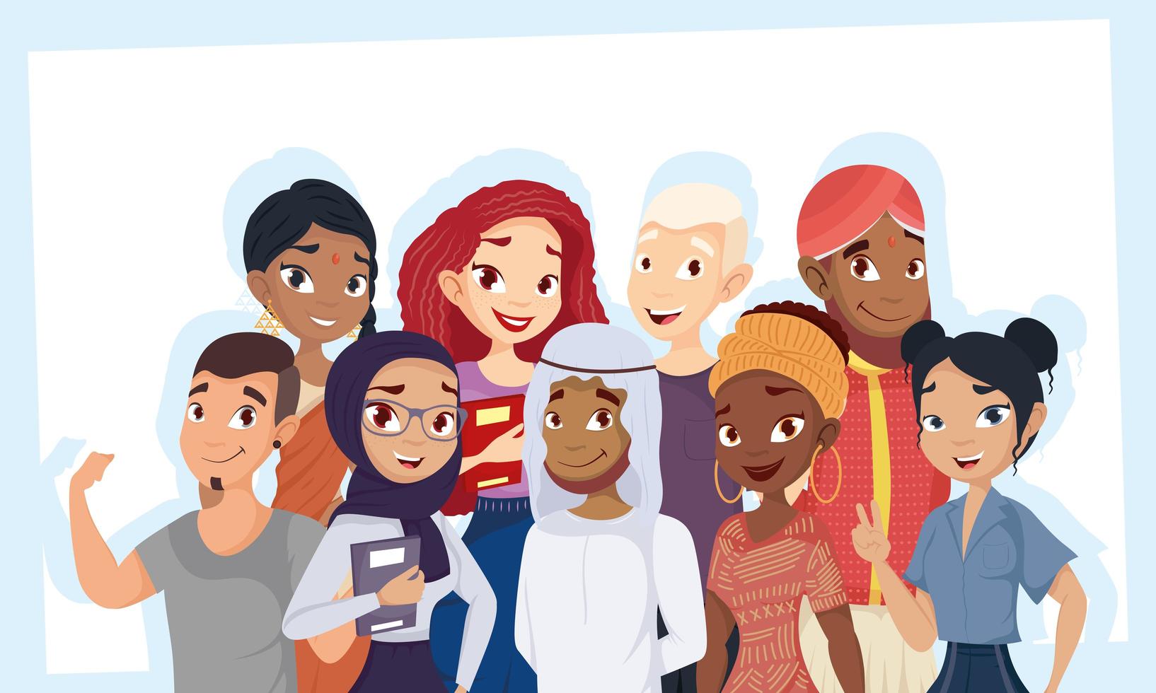 Set of young people, diversity concept vector