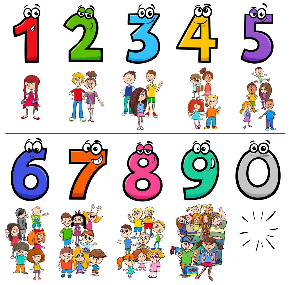 colección de números de dibujos animados educativos con niños 1942265  Vector en Vecteezy