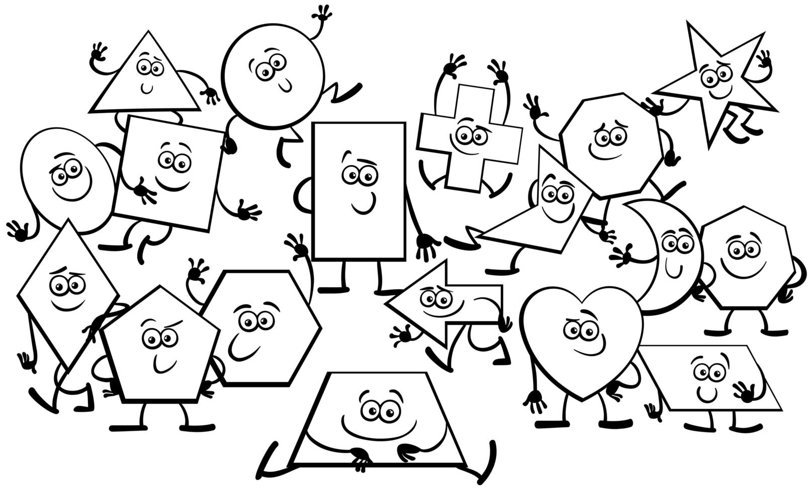 Dibujos animados de formas geométricas personajes página de libro para colorear 1942280 Vector en Vecteezy Dibujos animados de formas geométricas personajes página de libro para colorear 1942280 Vector en Vecteezy