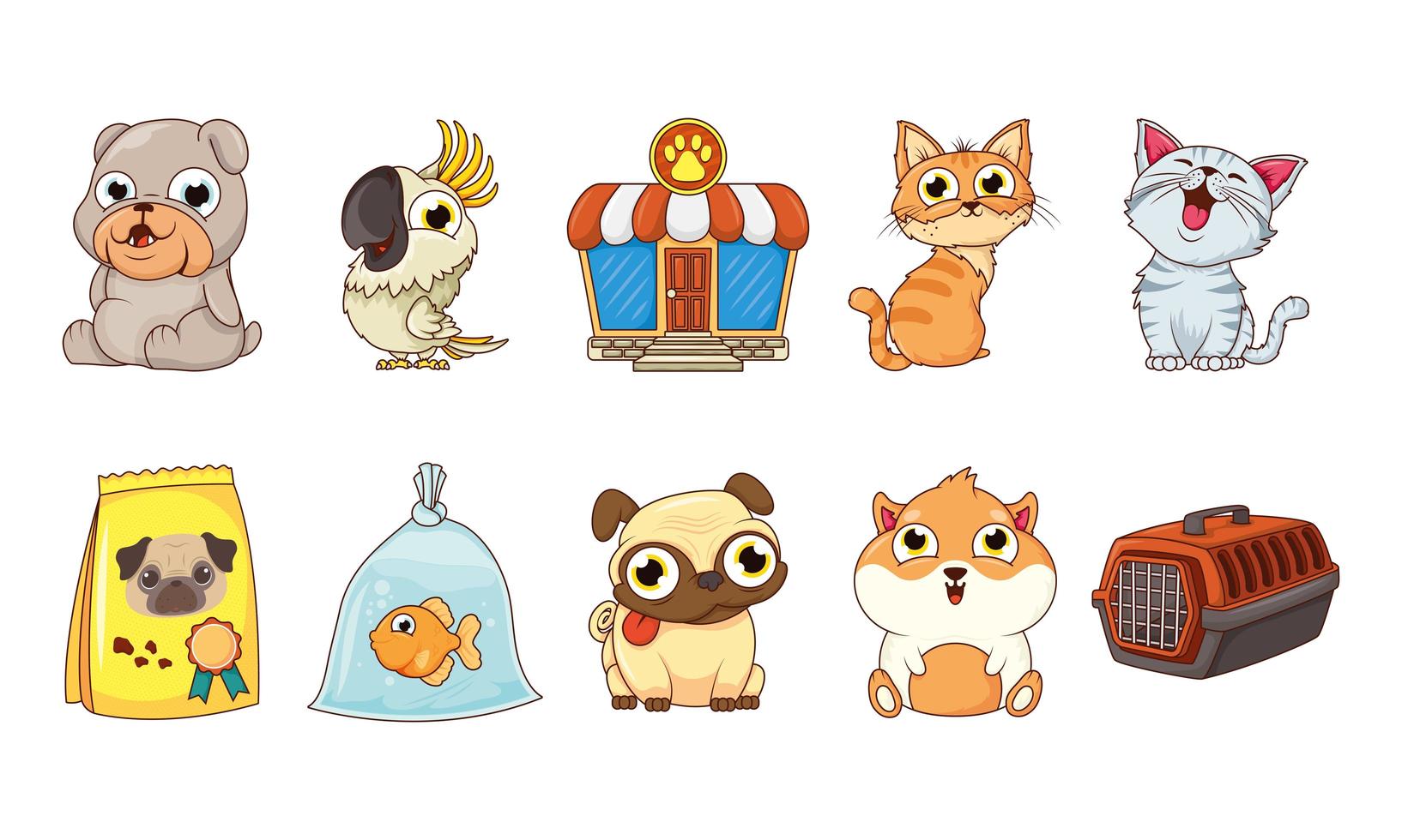 Pet shop icon set vector