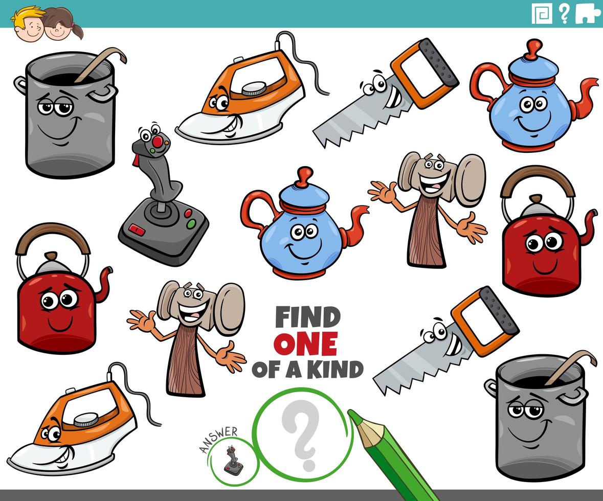 one of a kind task for children with comic object vector