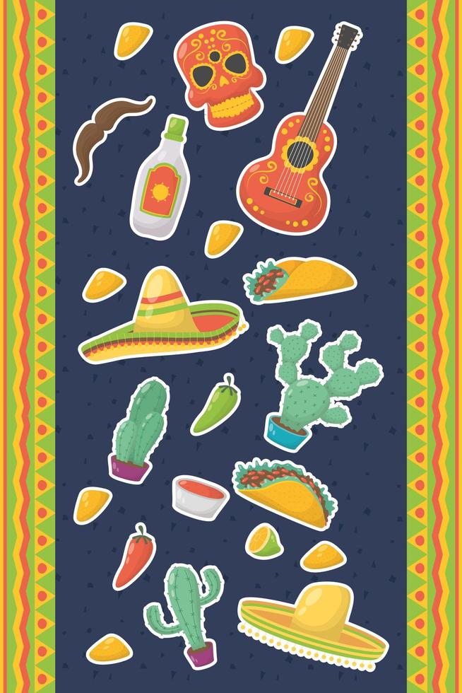 Viva Mexico celebration pattern background vector