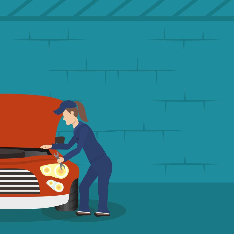 Mechanic woman working vector