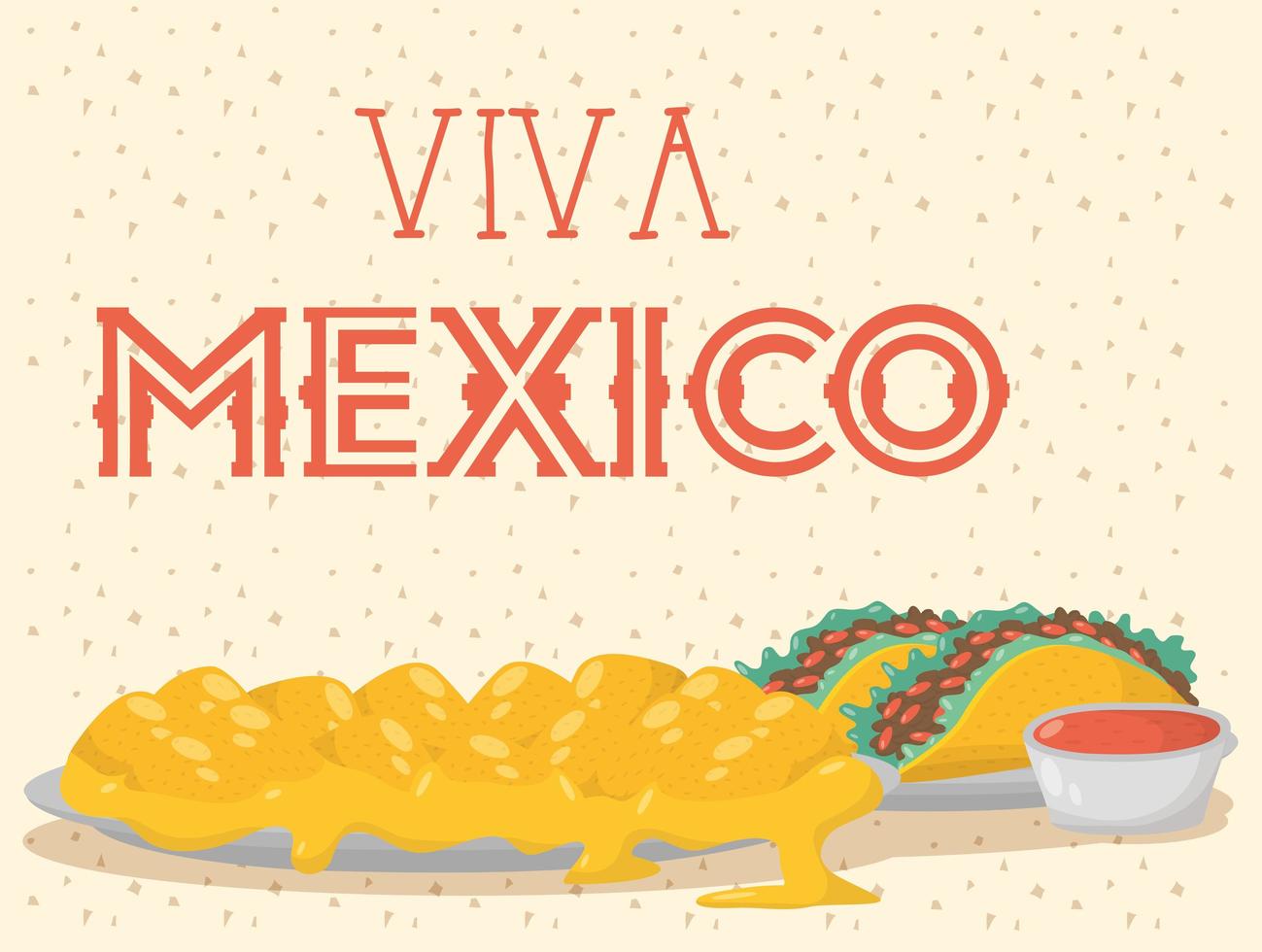 Viva Mexico celebration with food vector