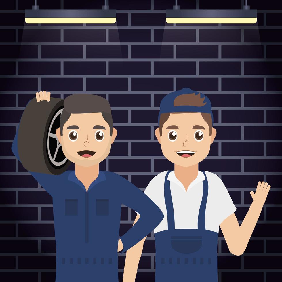 Mechanics workers characters vector