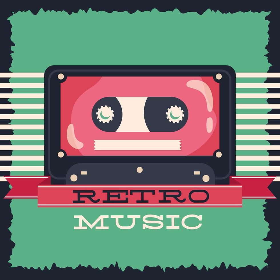 Retro style party poster with cassette tape vector