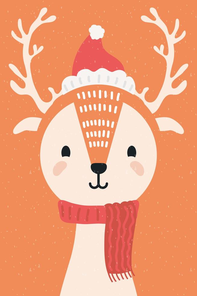 cute reindeer wearing christmas clothes vector