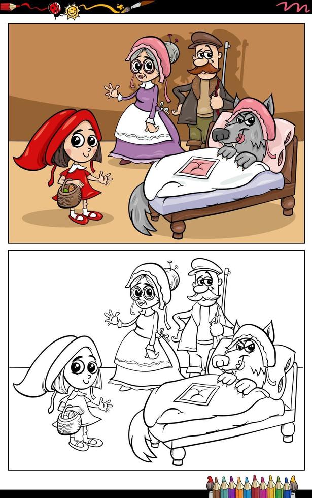 Caperucita Roja personajes de dibujos animados página de libro para colorear 1942788 Vector en Vecteezy Caperucita Roja personajes de dibujos animados página de libro para colorear 1942788 Vector en Vecteezy