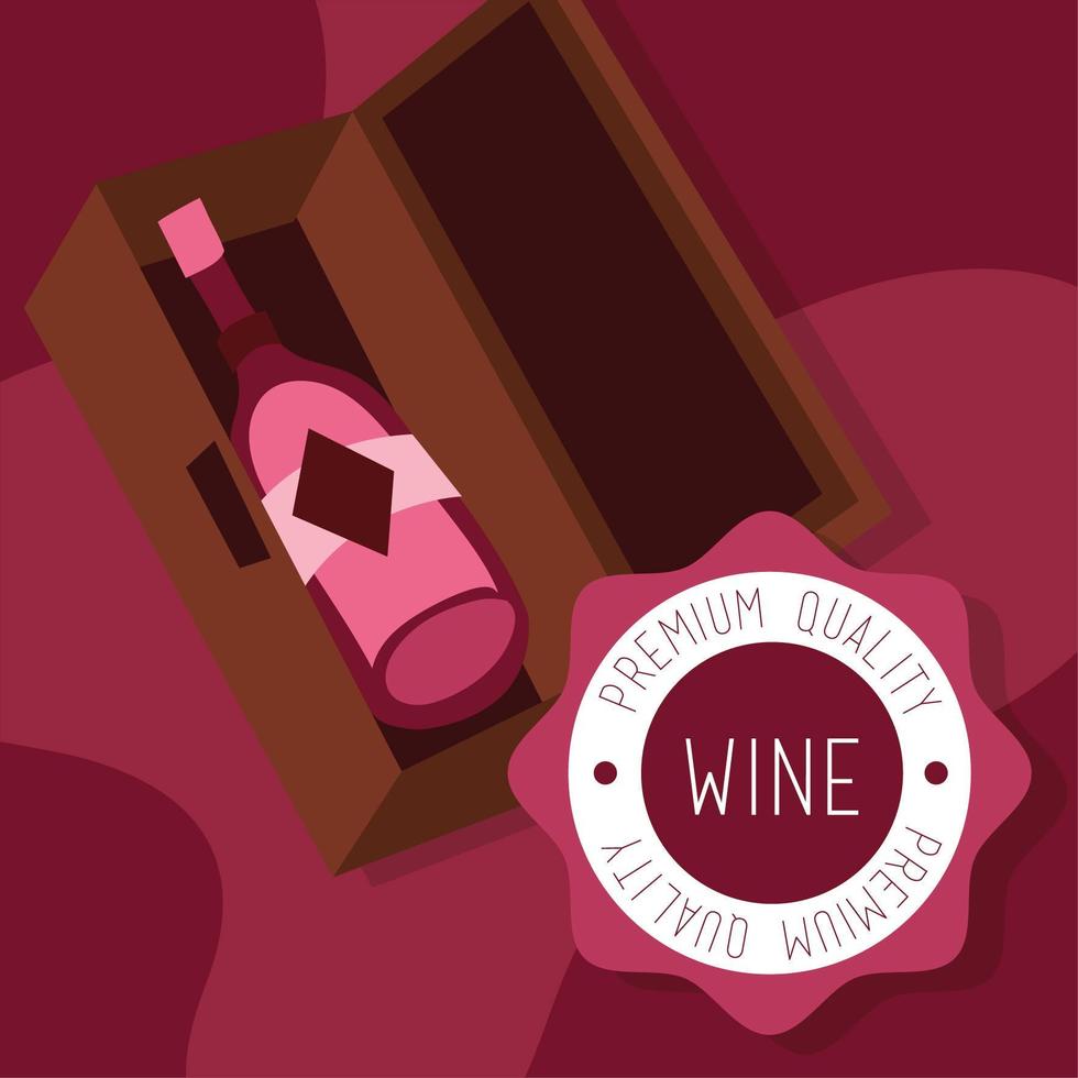 wine premium quality poster with bottle in a box vector
