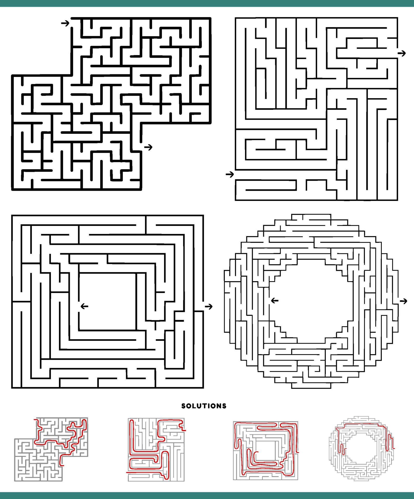maze games set with solutions 1942822 Vector Art at Vecteezy