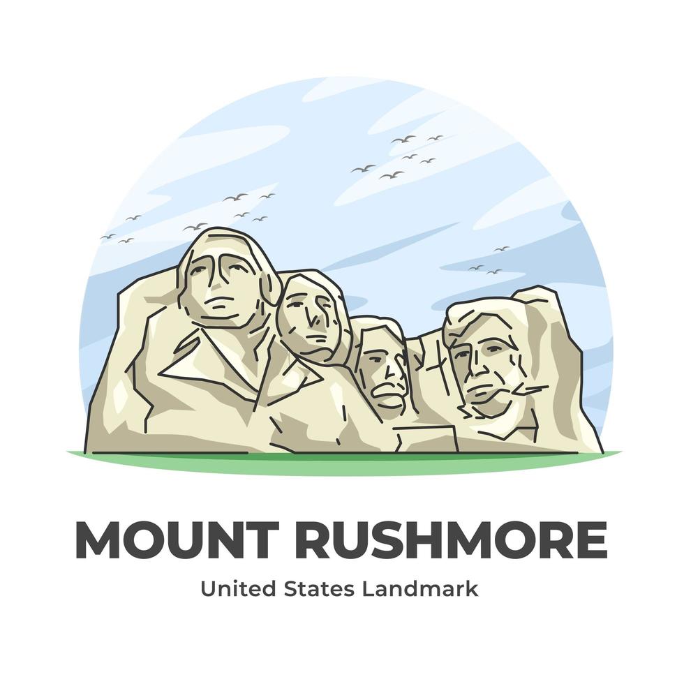 Mount Rushmore United States Landmark Minimalist Cartoon vector