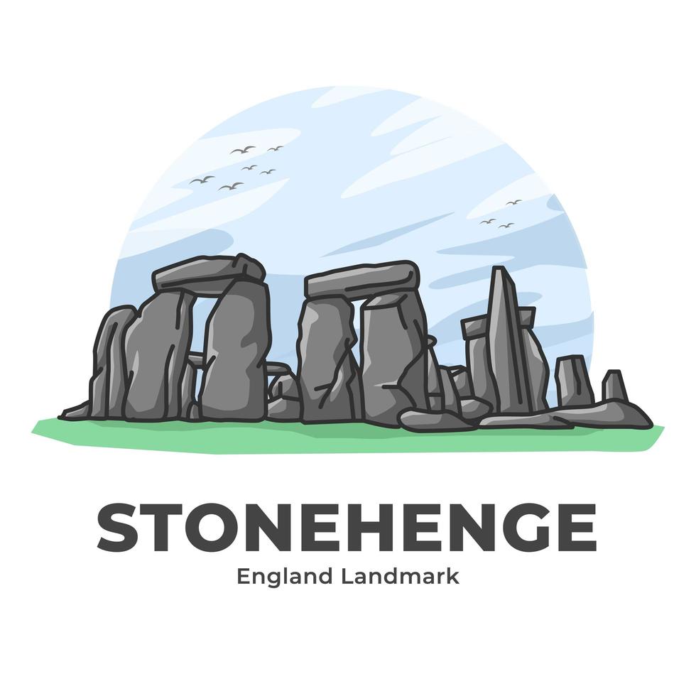 stonehenge inglaterra hito minimalista dibujos animados vector