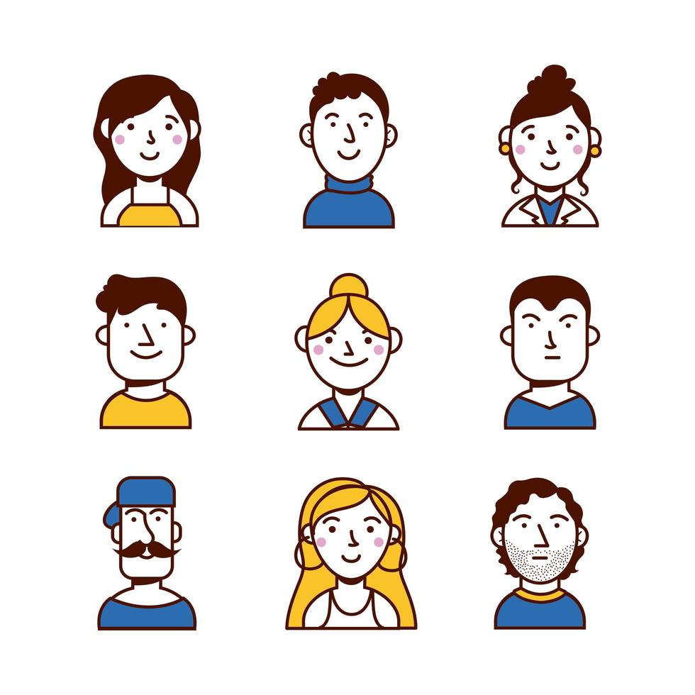 People characters icon set vector