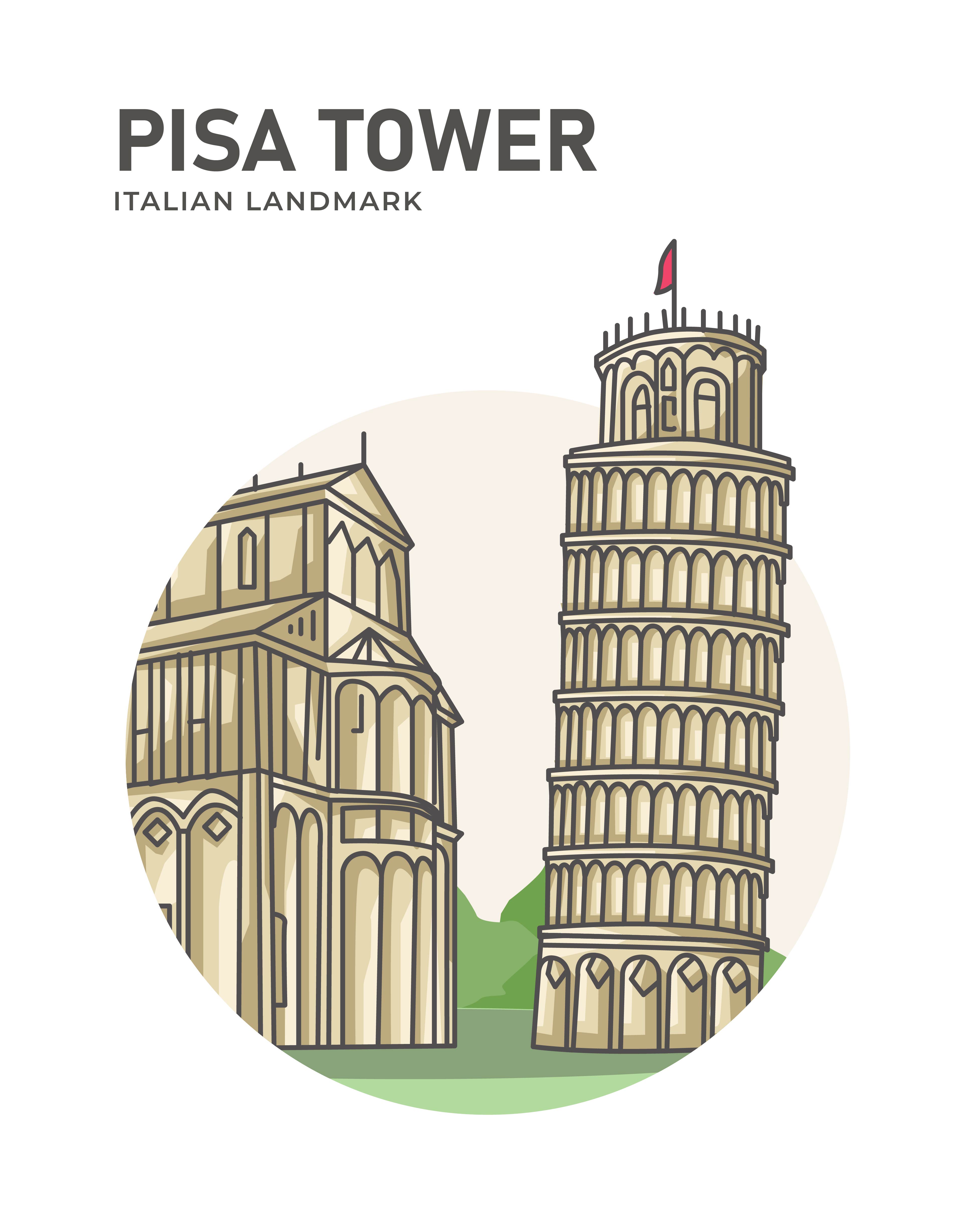 Pisa Tower Italian Landmark Minimalist Cartoon 1942865 Vector Art at  Vecteezy