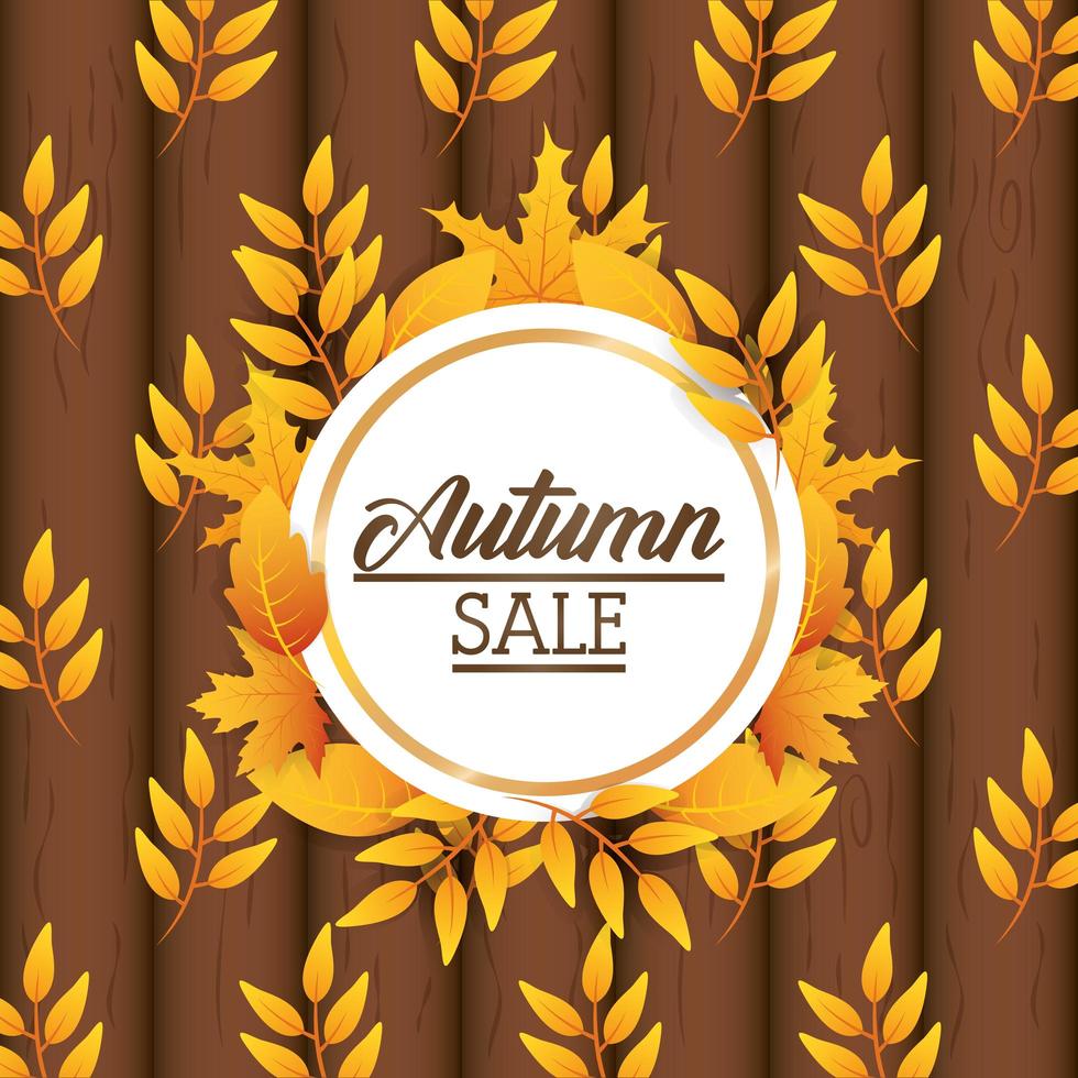 banner de venta de otoño con marco redondo vector