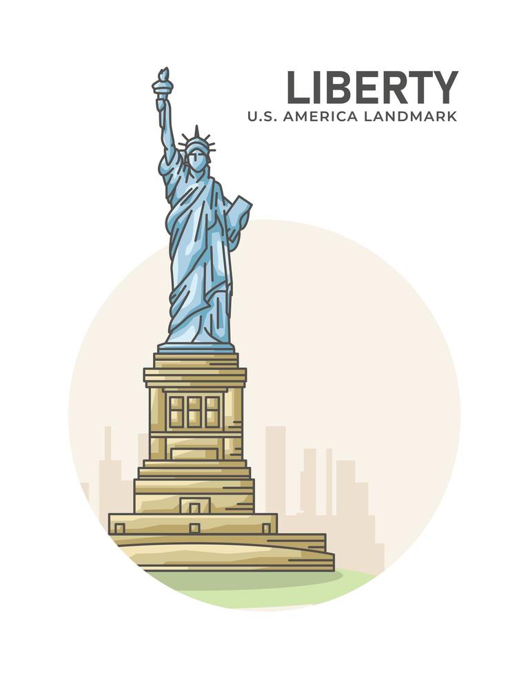 United States Liberty Statue Landmark Cartoon 1942885 Vector Art at ...