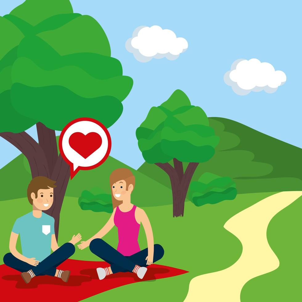 Couple doing outdoors activities vector