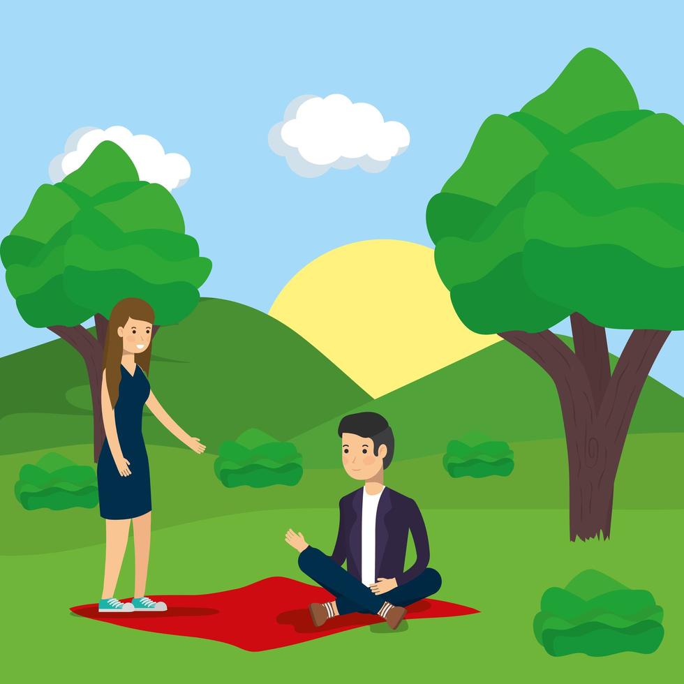 Couple doing outdoors activities vector