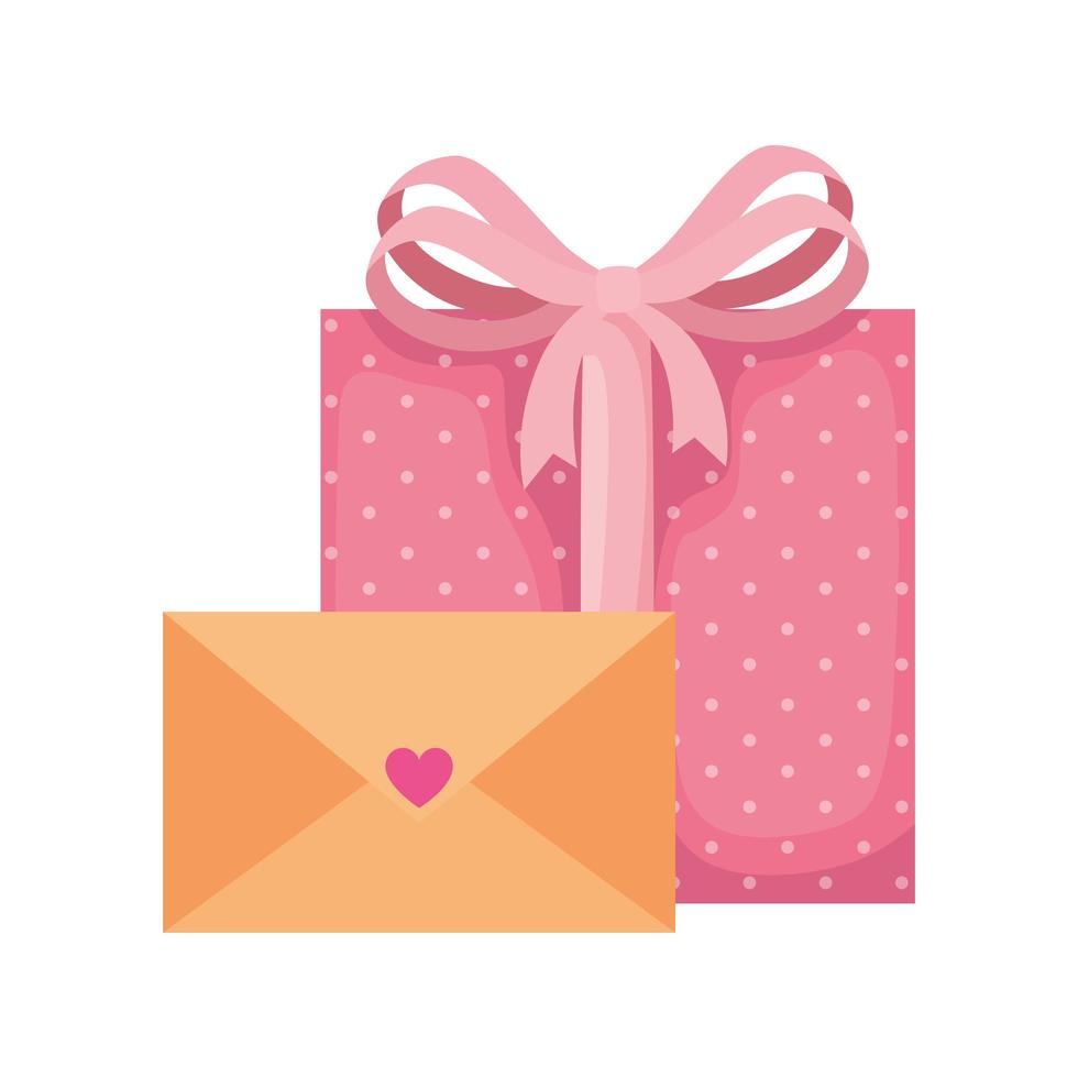 envelope with heart and gift box vector