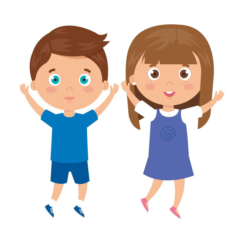 children standing on white background vector