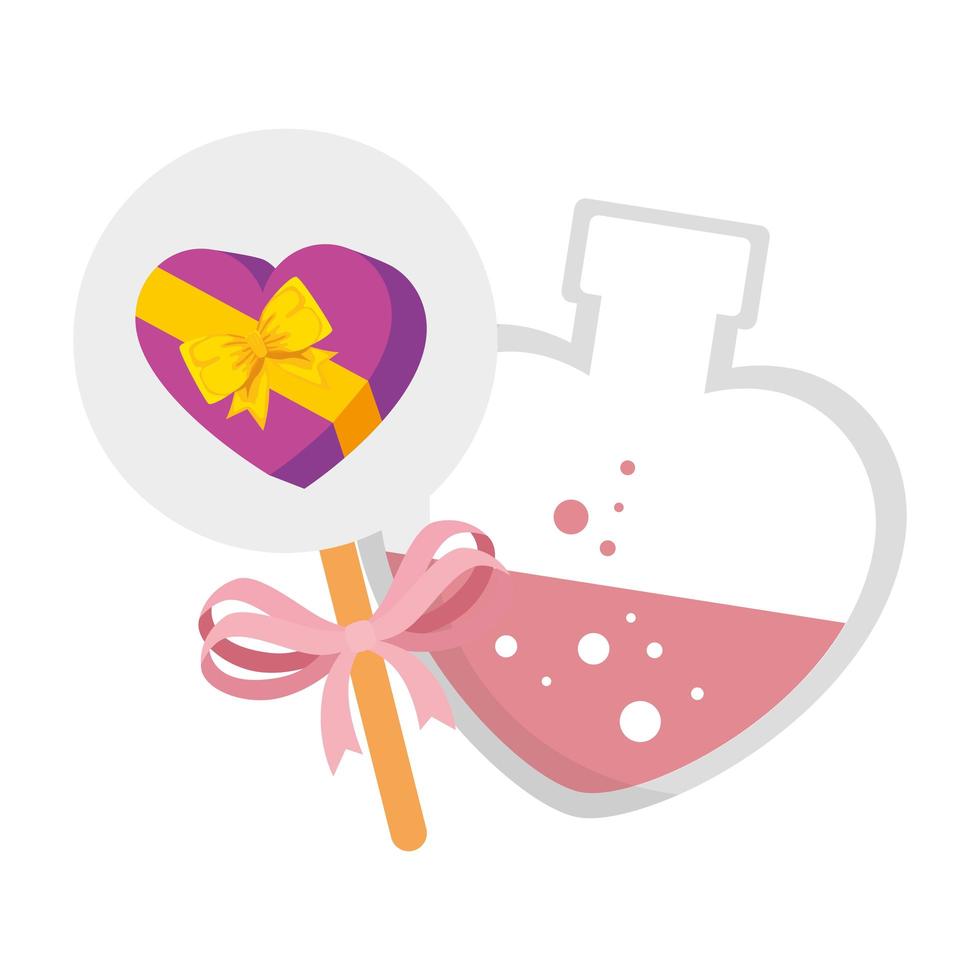 fragrance with heart bottle and decoration vector