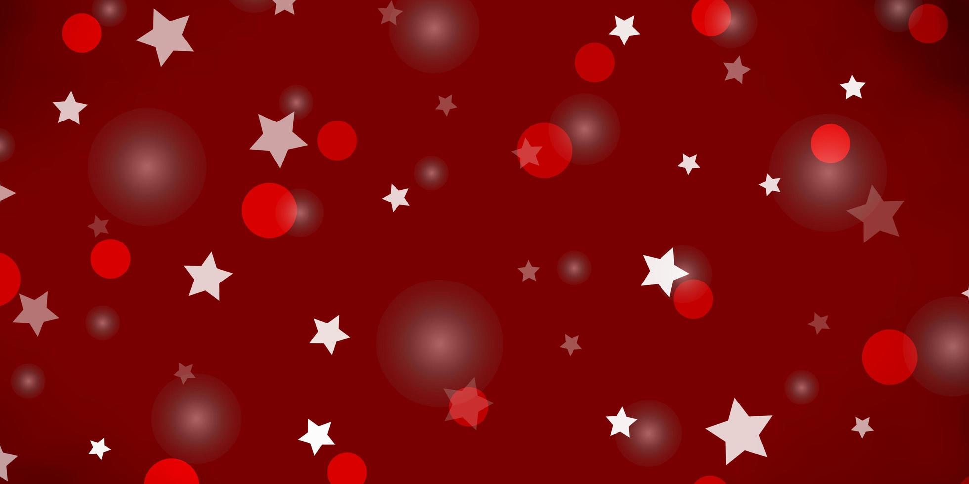 Fondo de vector rojo claro con círculos, estrellas.