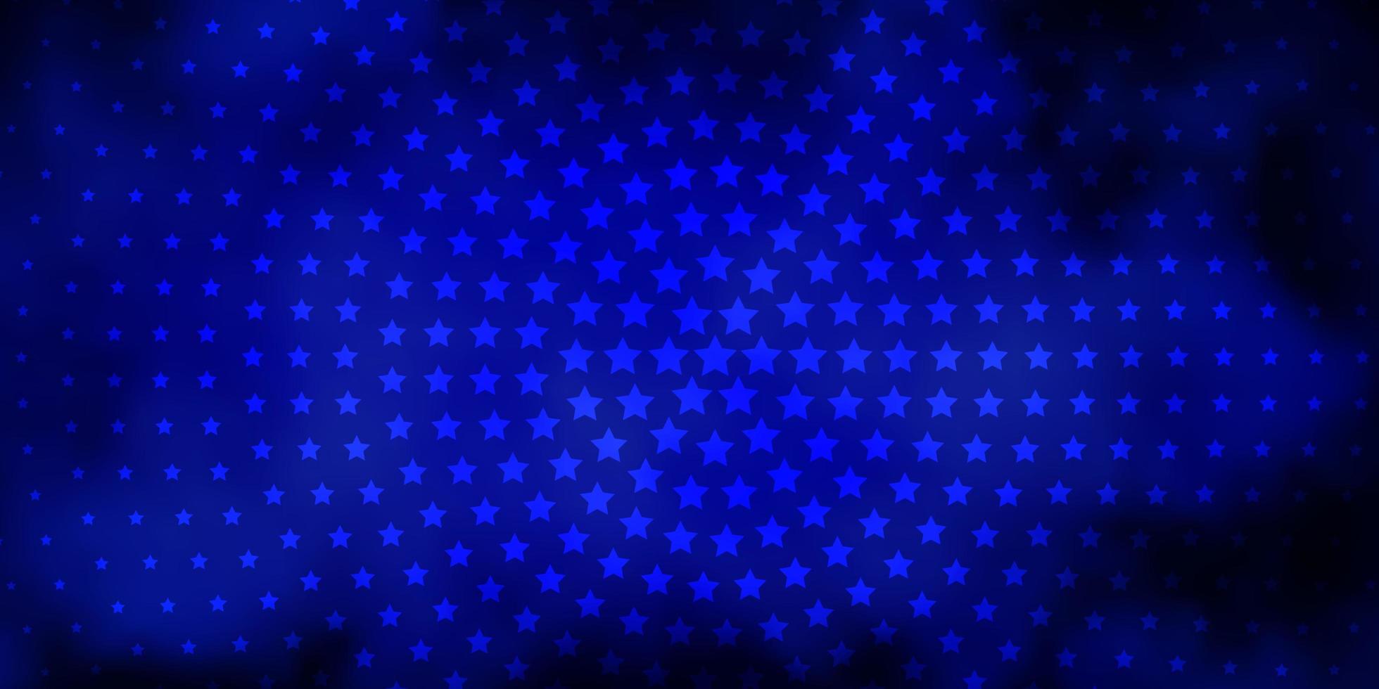 Dark BLUE vector background with colorful stars.