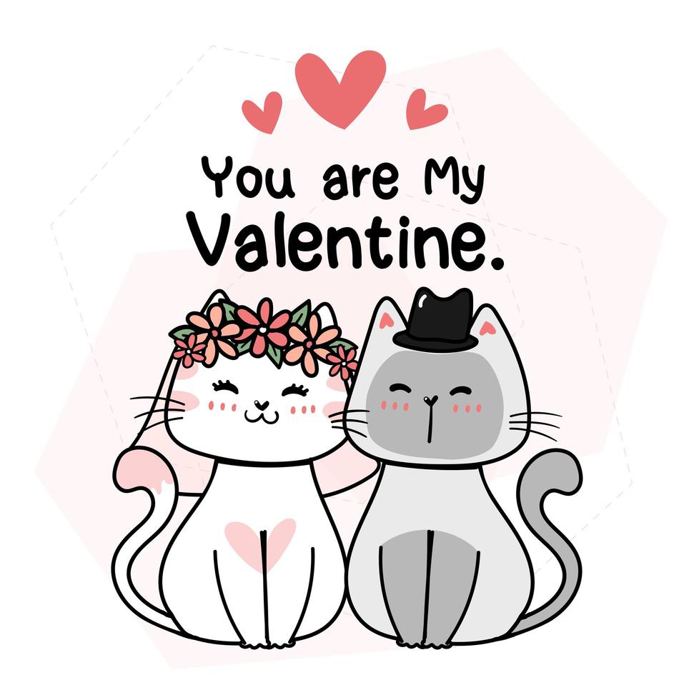 Cute Groom and Bride cats vector