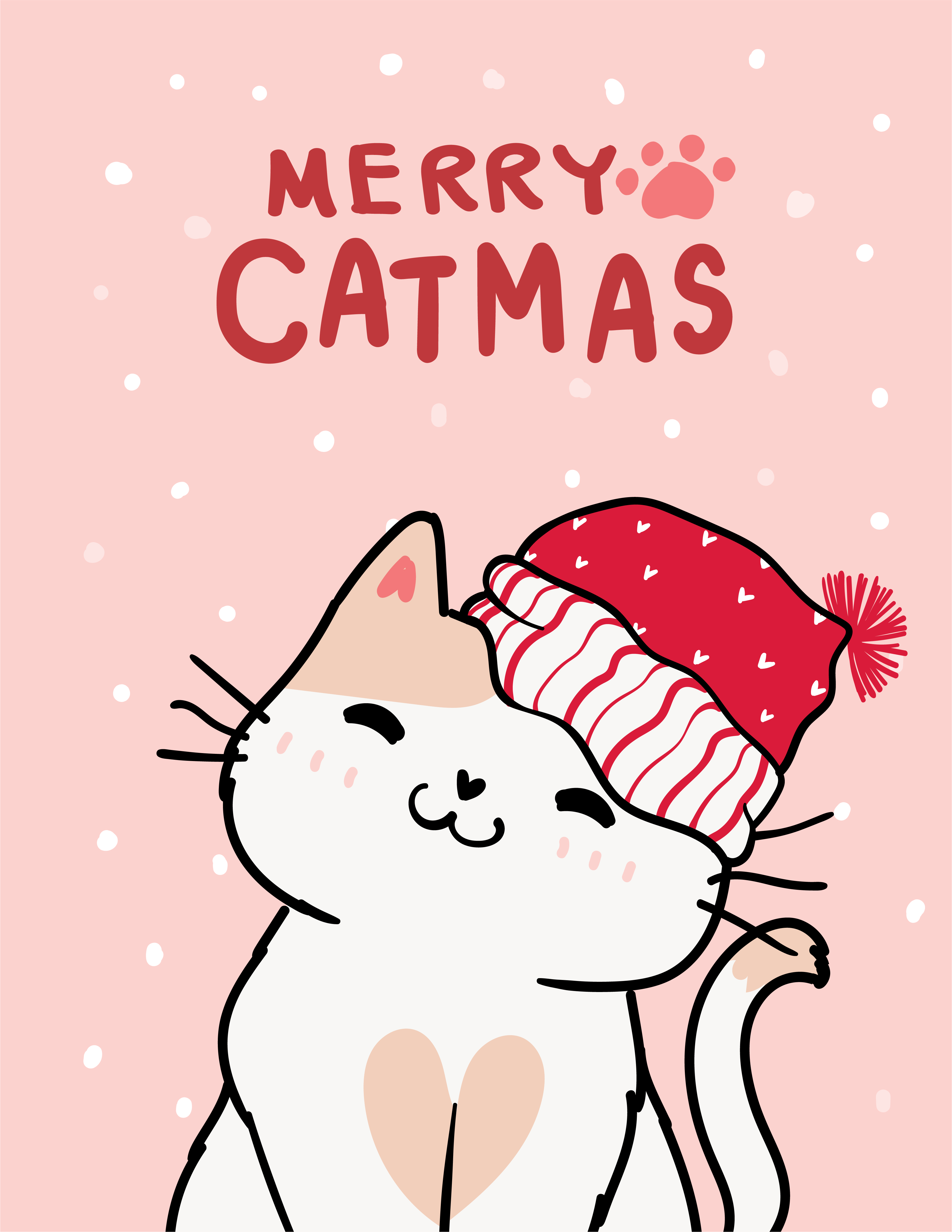 Merry Christmas greeting card with cute cat 1943087 Vector Art at ...