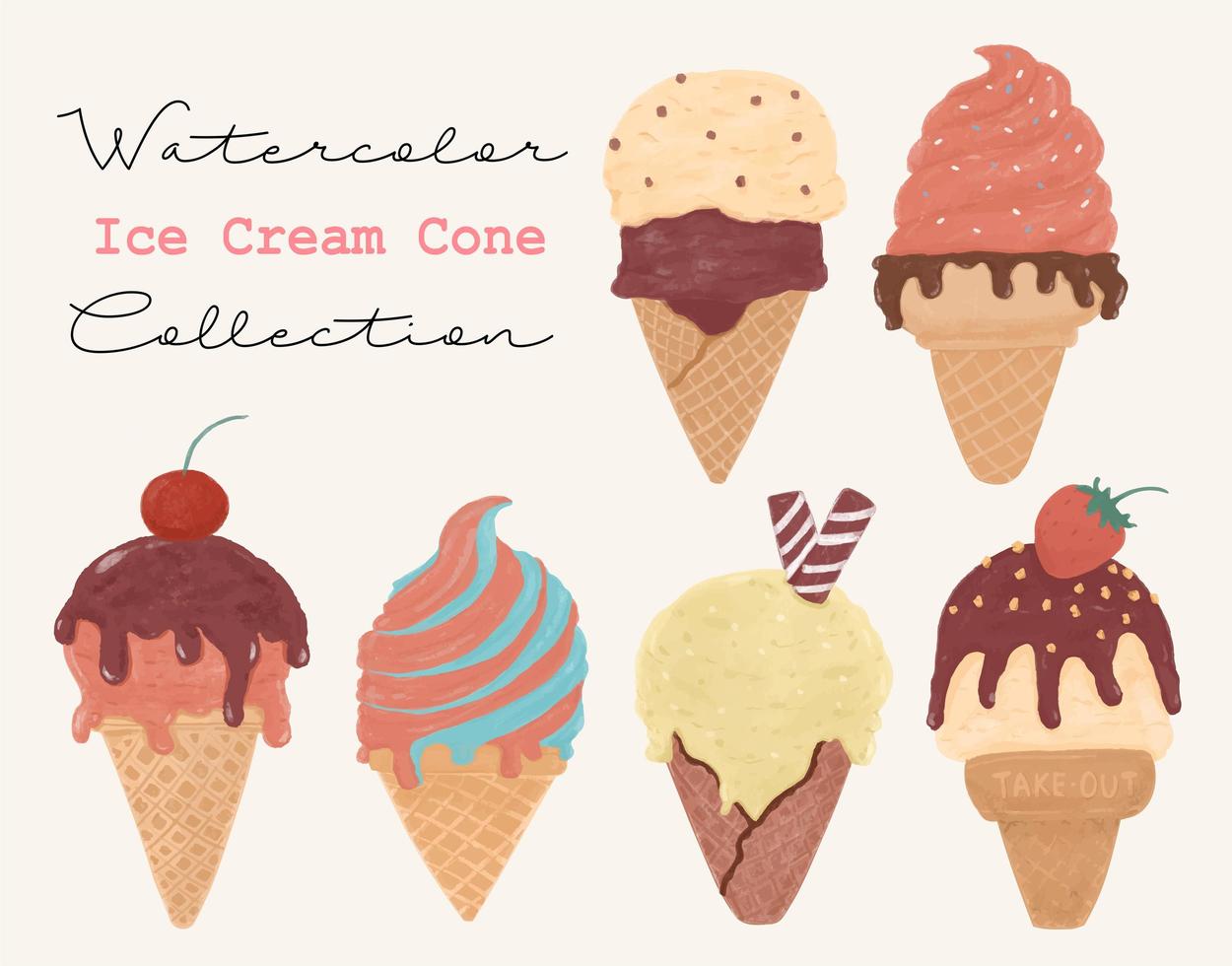 Vintage-style Ice cream cone set vector