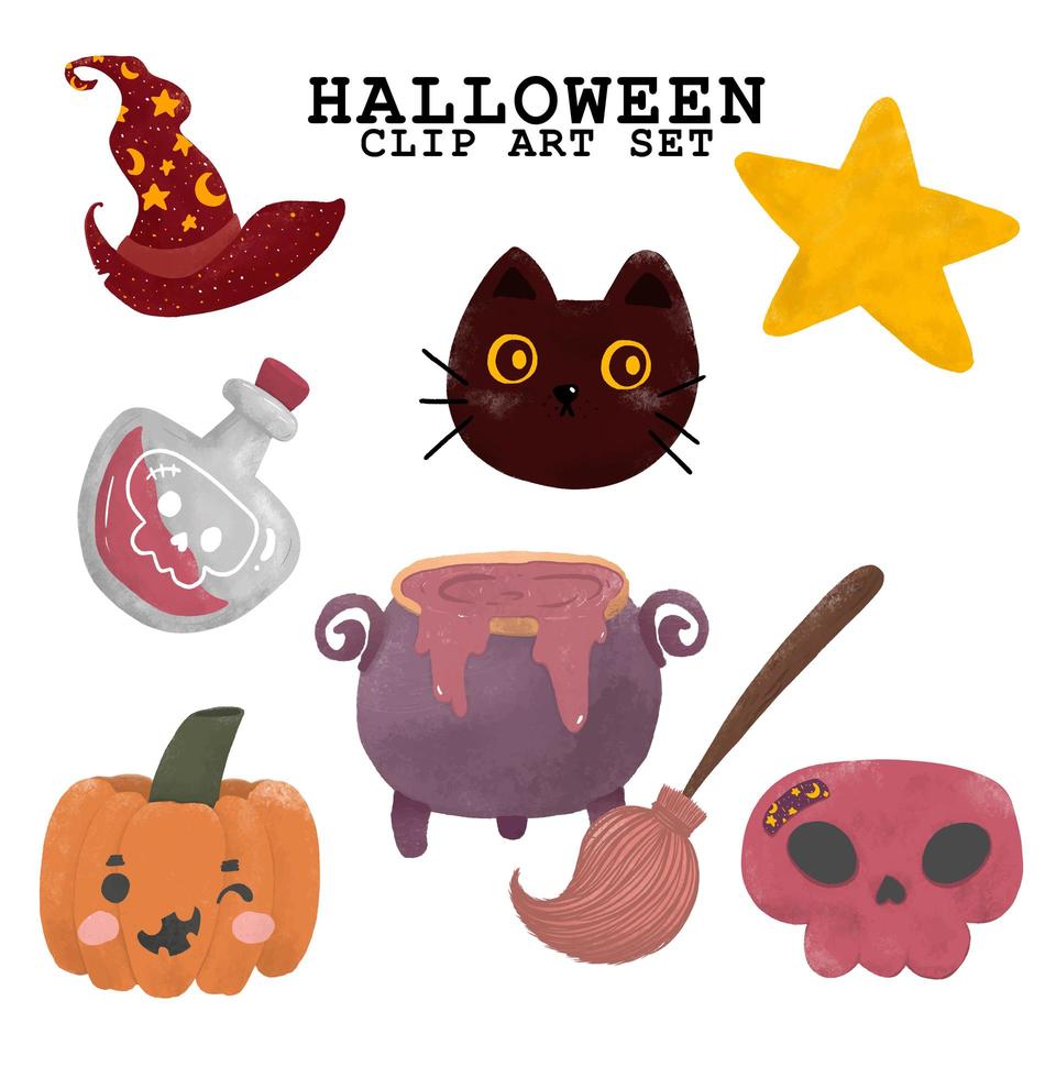 conjunto de iconos de halloween de estilo vintage vector