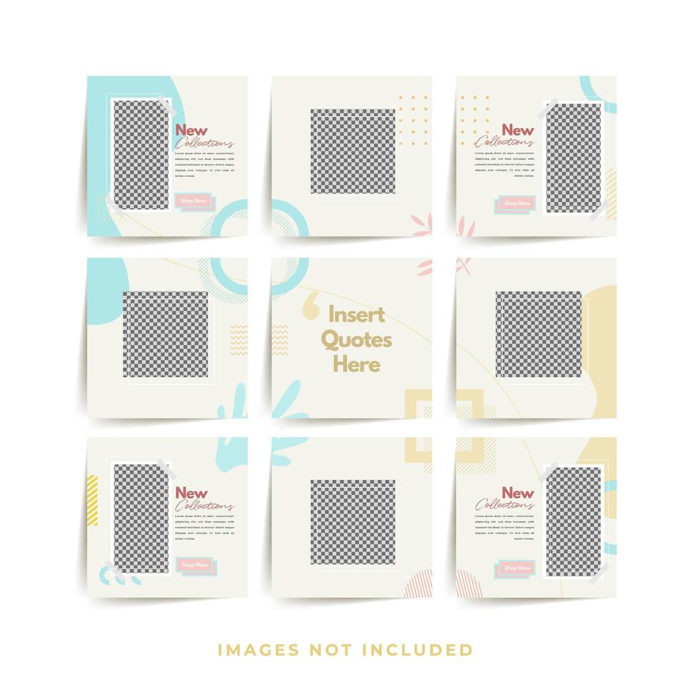 social media puzzle frame grid post template for fashion sale promotion Premium Vector