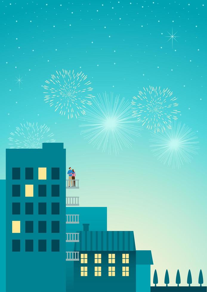 Romantic New Year Urban Night vector