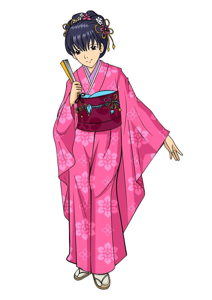 Japanese lady in Kimono vector