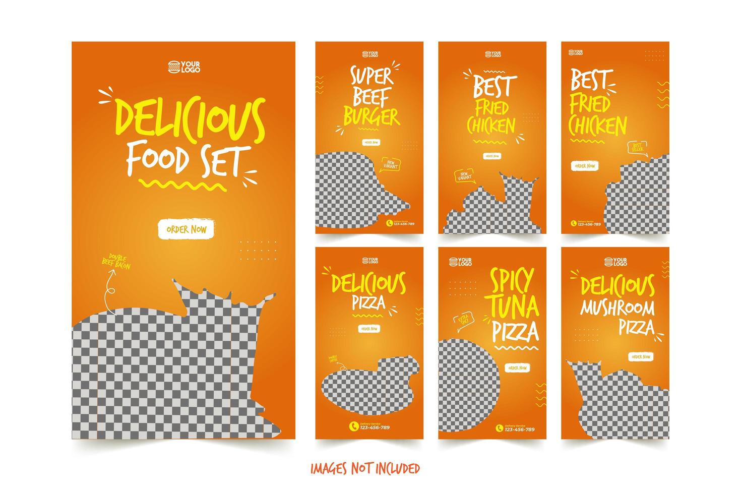 Fast Food Banner for Social Media Advertising Template Set vector